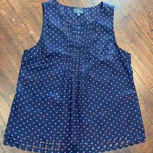 Navy and pink polka dot top